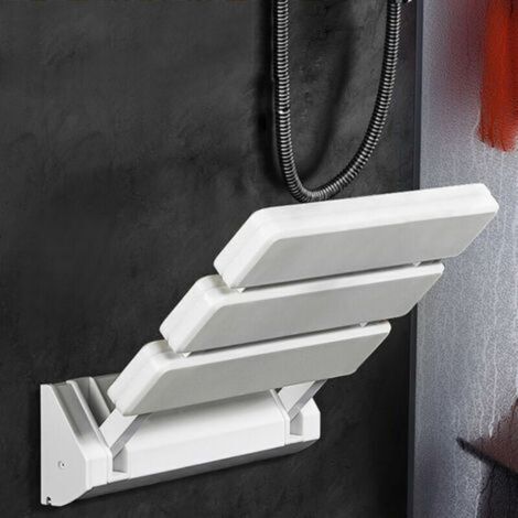 Siège de douche rabattable en aluminium et ABS – 330 x 320 x 70 mm – design compact et résistant pour salle de bain (1/4)