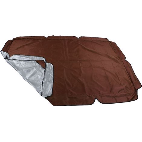 Auvent de balancelle d'extérieur pour jardin, cour ou terrasse, imperméable, housse anti-poussière en tissu Oxford 210D enduit argenté, couleur café (1/5)