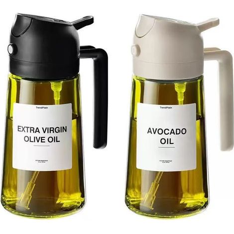 Flacon pulvérisateur et distributeur d'huile - 470 ml, résistant à la lumière, pour friteuse à air chaud, salades et barbecue (lot de 2) (1/5)