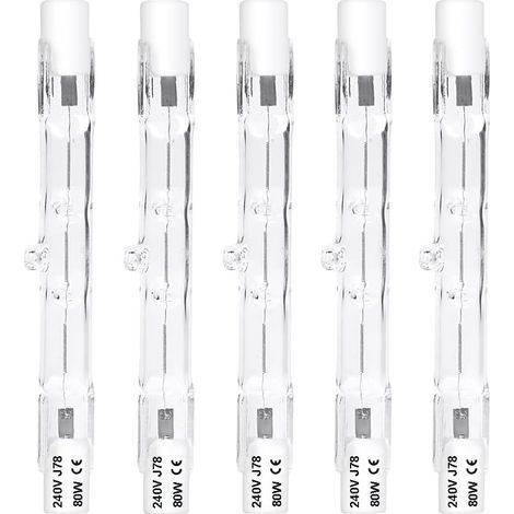 Dimmable R7S 78mm 80W Ampoule Halogène Crayon AC220-240V 1390lm J78 Projecteur Halogène Linéaire pour l’éclairage de paysage, sécurité, lampadaire (Lot de 5, Blanc Chaud 2800K) H450 (1/5)