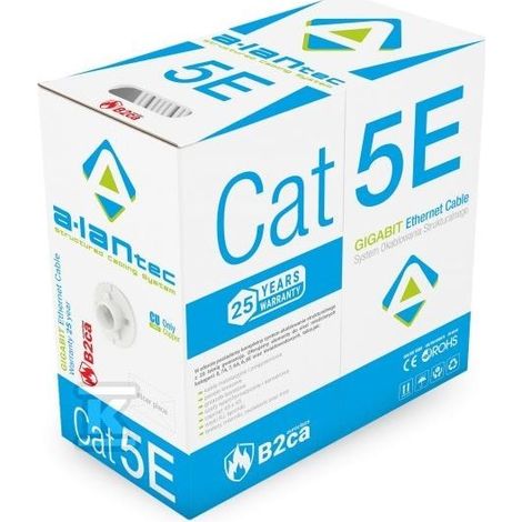Cavo di Rete Rigido Alantec Cat. 5e U/UTP LSOH, Gris, 305 metri, Modello KIU5LSOH305B