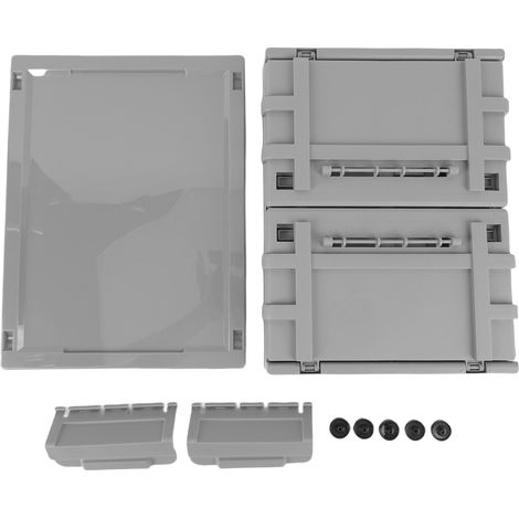 Poubelle de rangement avec couvercle 20L, conteneur empilable à roulettes, boîte pliante, organisateur de placard pour chambre à coucher, salon, bureau, gris S (1/5)