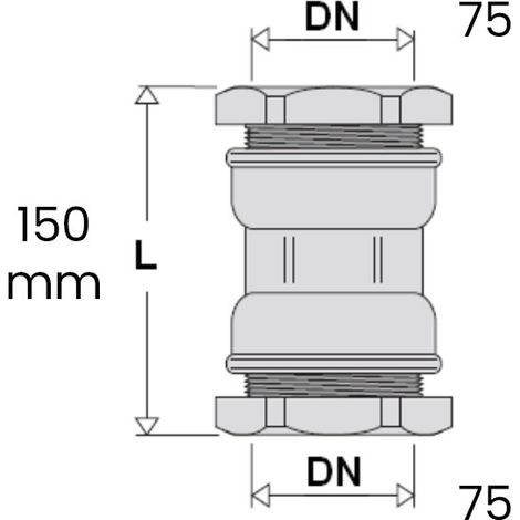 Manchon d'accouplement 144 mm DECA laiton pour tube PE Ø75 - Sferaco (1/2)