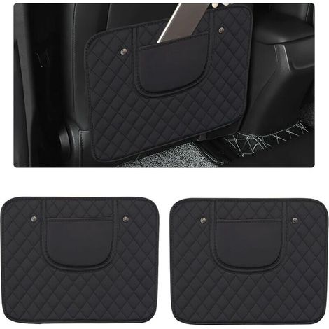 Lot de 2 tapis de protection pour sièges arrière de voiture - Fabriqués en cuir imperméable - Sac de rangement inclus - Accessoires universels pour intérieur de voiture (noir) (1/4)