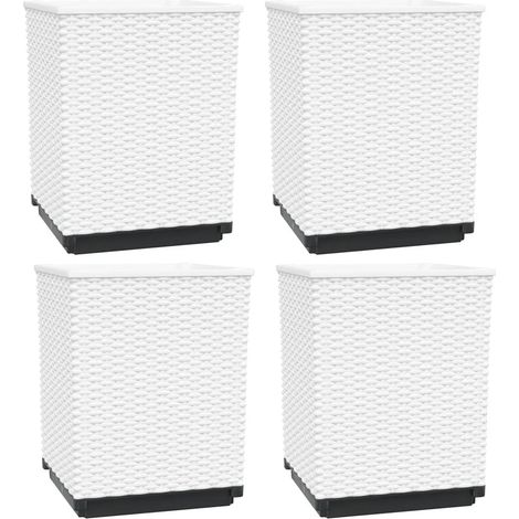 Set di 4 fioriere decorative moderne balcone giardino 30 x 30 x 37 cm in PP bianco 020047407