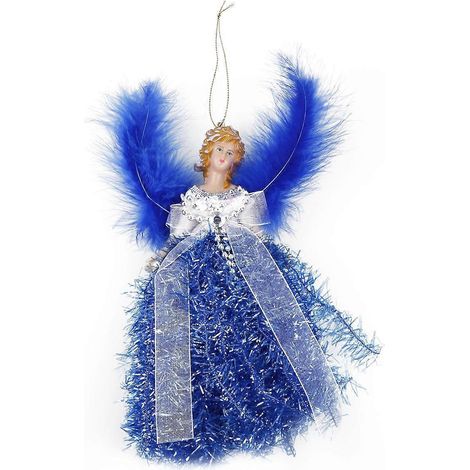 Pendentif ange de Noël, adorable pendentif en peluche, décoration pour sapin de Noël (bleu)-Blue (1/3)