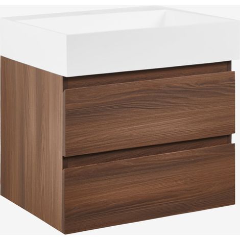 Set di mobili da bagno in legno e impiallacciatura di frassino con lavabo integrato Ona SKLUM