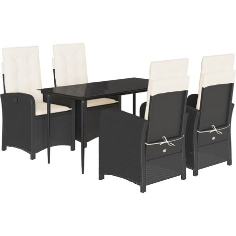 vidaXL Ensemble à manger de jardin coussins 5pcs Noir Résine tressée (1/5)