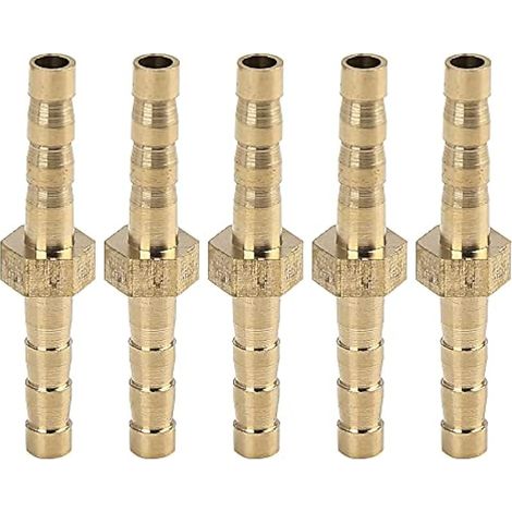 Raccord union droit en laiton barbelé 4mm pour air, eau, huile, gaz - 5 pièces (1/4)