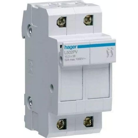 Hager L502PV, portafusibili pv 10,3 x 38 mm, 32 A, 2 poli, 1000 V
