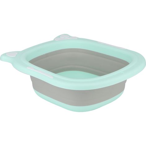 Lavabo pliable pour bébé, motif fesses, visage et pieds, vert (1/5)
