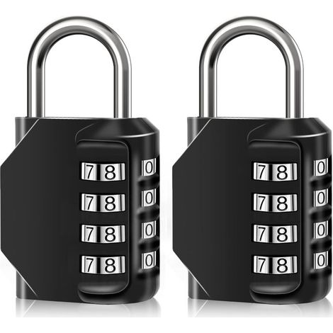 Waterproof 4-digit combination lock made of zinc alloy, for doors, toolboxes, schools, gyms, fences, hook cabinets and storage units (2 pieces)