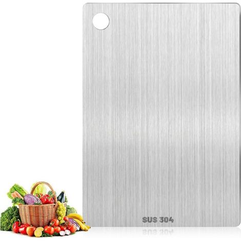 Schneidebrett aus Titan, Yamato Titanium, Schneidebrett aus Edelstahl für die Küche, für Fleisch, Käse, Brot, Gemüse, Obst (30 x 20 cm) (1/5)