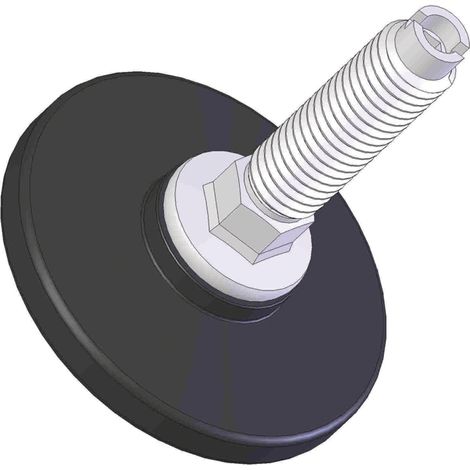 Höhenverstellschraube Stahl verzinkt mit Kunststoffteller schwarz, M10, ø 56 mm,