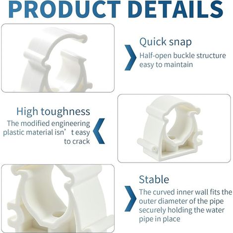 Collier Multicouche 16mm PVC blanc modèle Serrage clips tuyau (1/3)