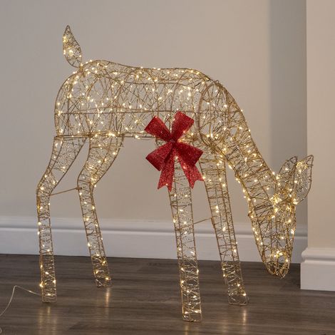 72cm Gold Twist Grazing Doe Light Up Christmas Decoration with 300 LEDs (1/5)
