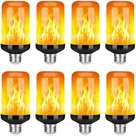 Ampoule LED effet flamme 8X E27, ampoule décorative à effet flamme réaliste, lampe de décoration festive, noir-B (1/5)