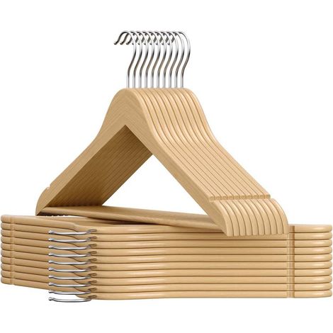 Grucce in legno set da 30 sottili con tacche grucce per pantaloni gancio girevole a 360° legno di betulla per canotte giacche naturale 120005060
