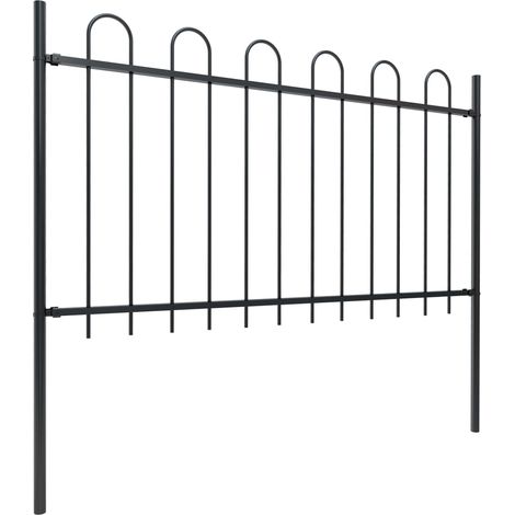 INLIFE Clôture de jardin avec dessus en cerceau Acier 3,4 x 1 m Noir (1/5)