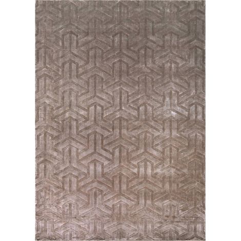 Tapis beige géométrique au toucher doux - beige (1/2)