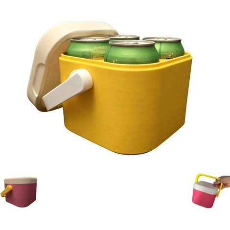 Mini glacière rétro pour 4 canettes, mini refroidisseur de boissons vintage pour la plage, les fêtes et les pique-niques, glacière portable pour canettes de 340,2 g et 453,6 g (1/5)