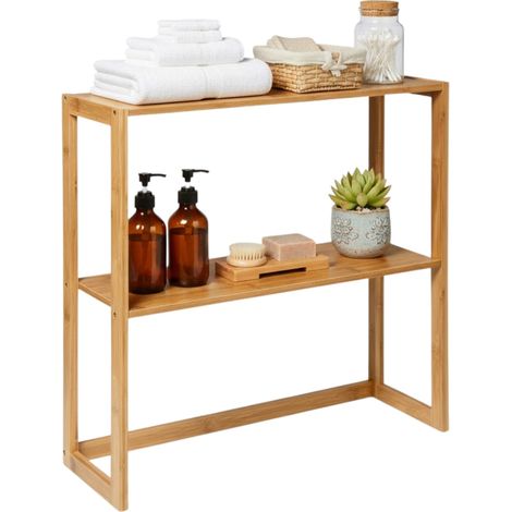 Scaffalatura modulare in bambù con 2 ripiani e pensile, 60x57x20 cm, Thinia Home