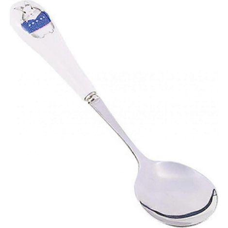 Cuillère en acier inoxydable pour enfants, cuillère en céramique blanche pour la maison, résistante aux hautes températures, anti-chute, motif mignon et souriant, dessin animé créatif pour enfants. (1/2)