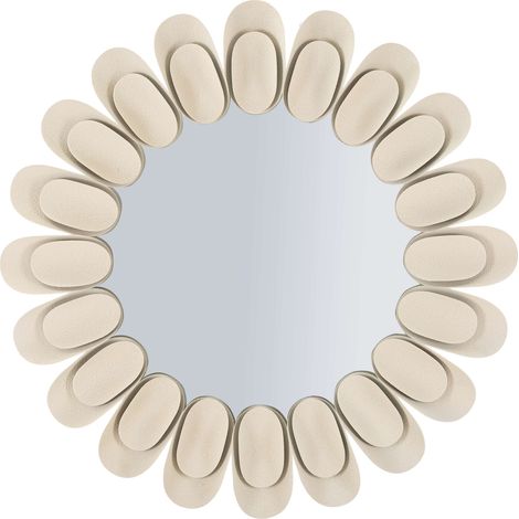 Specchio Dagatiza, Cornice Effetto Pietra, Forma Rotondo, Tipologia a Parete, 85x6h cm Beige