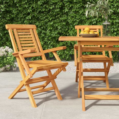 Lot de 2 Chaises de jardin pliantes  Siège de Terrasse  Fauteuil de jardin 56x63x90 cm bois massif teck DHNET5875037 (1/5)