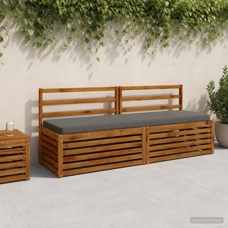 Coussins de banc 2 pièces VUGHT 2 pc 100 % polyester Gris (1/5)