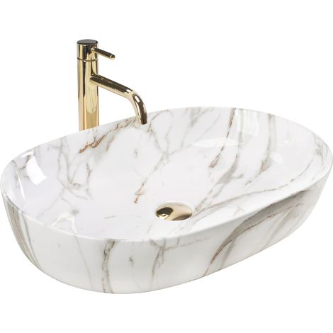REA – Vasque à poser 605mm – Céramique sanitaire imitation pierre – Hauteur 140mm – Profondeur 120mm – Diamètre trou de vidange 45mm (1/5)