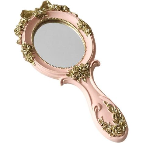 Miroir de poche Princesse 2024 en résine style vintage, idéal pour le maquillage et les voyages. Cadeau d'anniversaire pour enfant. (1/5)