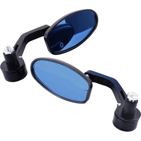 Motorbike Handle Bar Ext Mirrors Pivotant à 360 Degrés, Verre en Alliage en Aluminium Noir, Ajustement du Guidon 7/8 ", Conception Personnalisée, pour la Plupart des Motos (1/5)