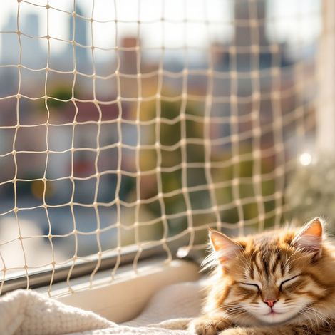 Katzen Sicherheitsnetz hochfest für Balkon und Fenster - 8 x 3 m - Universal Schutznetz weiß ohne Sichteinschränkung