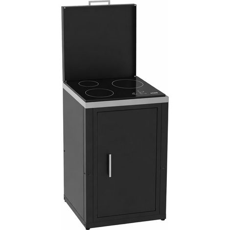 Modulo Cucina da Esterno con piano cottura ad induzione 3 fuochi 60,7x60,7cm h94cm con anta e coperchio