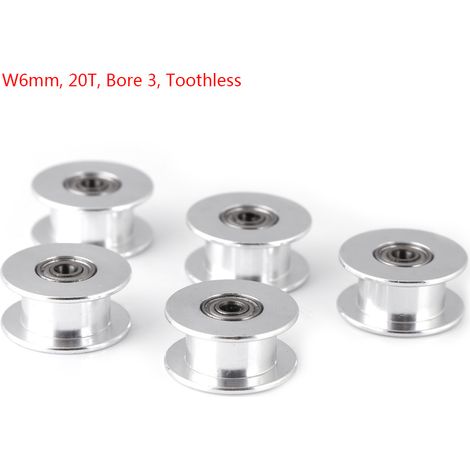 5 pulegge dentate in alluminio 2GT per stampante 3D (larghezza 6 mm, 20 denti, foro 3 mm, senza denti) (1/5)