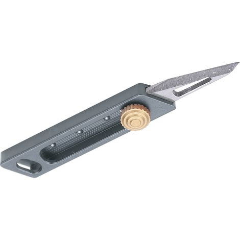 Mini couteau à engrenage avec porte-clés, cutter rétractable, ouvre-boîtes et ouvre-lettres (gris) (1/5)