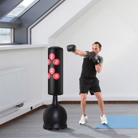 Sac de frappe debout 165 cm, débutants et professionnels, partenaire d’entraînement boxe pour adultes, base ventouse robuste, noir