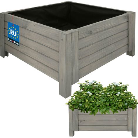 KOTARBAU® Jardinière Extérieur - Bois de Pin Imprégné - 60 x 60 x 30 cm - Anthracite - Jardiniere sur Pieds - Bac à Fleurs Rectangulaire - Grande Capacité - avec Toile Anti-Mauvaises Herbes (1/5)