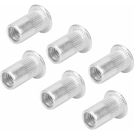 Écrous à rivets M5, 100 pièces, aluminium, insert fileté, tête plate, sertissage (1/5)