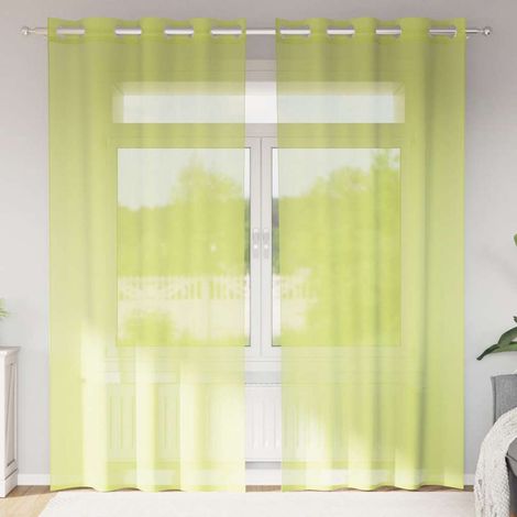 Voile Vorhänge mit Ösen 2 Stk. Apfelgrün 140x245 cm