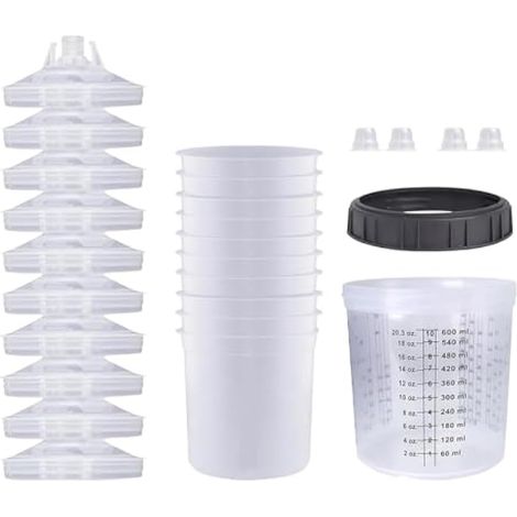 Gobelet de mélange de peinture - Gobelet de peinture de voiture transparent - Pistolet à peinture pneumatique - Gobelets jetables, pistolets pulvérisateurs de peinture jetables, gobelets de mélange (1/4)
