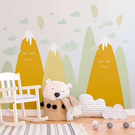 Stickers muraux enfants - Décoration chambre bébé - Autocollant Sticker mural géant enfant montagnes scandinaves EMAKA - 40x60cm (1/5)
