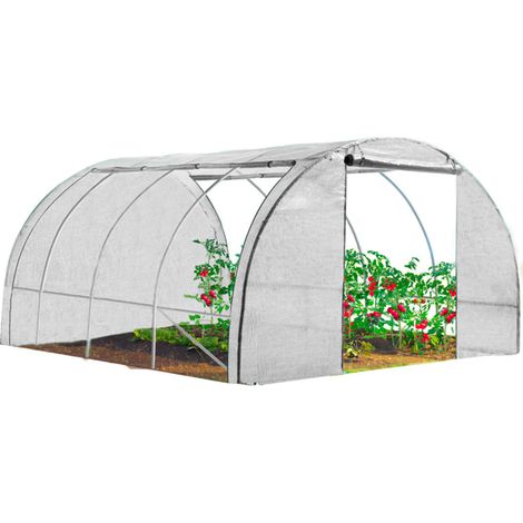 TERRE JARDIN - Invernadero de jardín túnel blanco cuatro estaciones 12m2 reforzado 3x4m