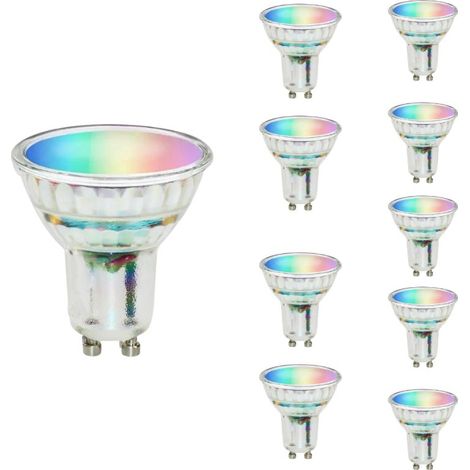 Pack de 10 - Ampoule LED Connectée Wifi GU10 4.5W RGBW - SILUMEN (1/5)