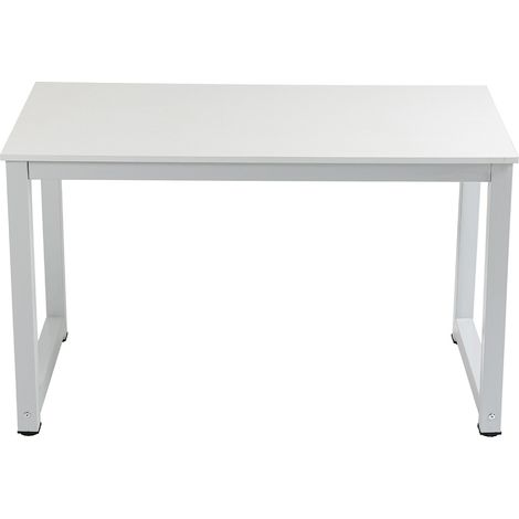 CHICFURN Scrivania da ufficio 120x60 cm in MDF e metallo bianco, tavolo moderno (1/5)