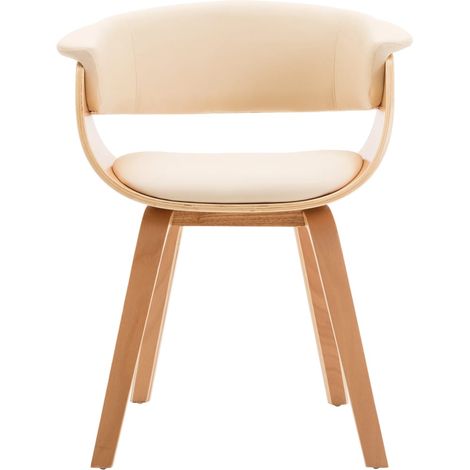Chaise à manger,Chaise de cuisine crème bois courbé et similicuir CFW40503 (1/5)
