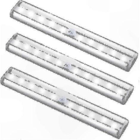 Barre Lumineuse LED avec Détecteur de Mouvement, Kit d'Éclairage sans Fil pour Placard de 10 Lampes (Lot de 3) (1/5)