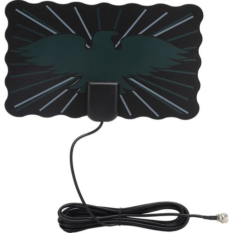Antenne TV numérique HD ultra-mince d'intérieur à gain élevé avec amplificateur de signal, noire (1/5)