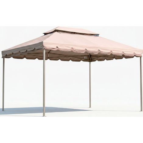 Telo Di Ricambio Per Gazebo 3x4 Metri Impermeabile In PVC Con Zanzariera Integrata E Air Vent Resistente A Sole Pioggia E Agenti Atmosferici Per Esterno Outdoor Giardino 300 x 400 Cm Beige